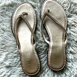 Gold Italian Shoemakers flip flops size 8.5